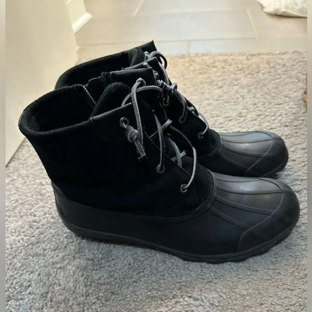 Sperry Women's Black‎ Duck Boots Waterproof Winter Lace Up Size 10